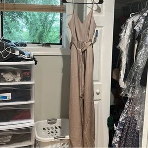 Double spaghetti strap charmeuse bridesmaid dress from David’s Bridal